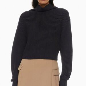 Aritzia Wilfred Montpellier Merino Wool Waist Turtleneck Sweater 
Black